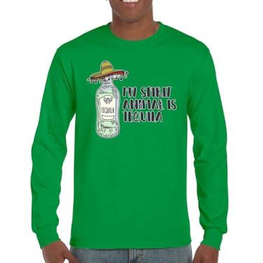 Imagem de Camiseta de manga longa My Spirit Animal is Tequila Cinco de Mayo Party Drinking, Verde, M