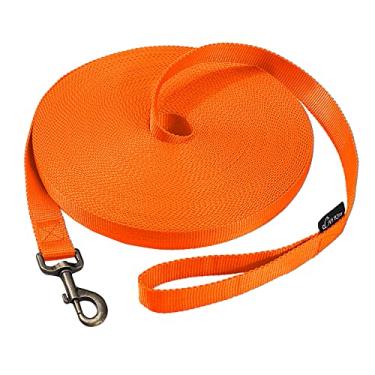 Imagem de HIKISS Coleira longa para cães com material espesso para cães grandes - Coleira de treinamento para cães grandes - Coleira de treinamento de 4,5 m, 6 m, 9 m, 15 m, 30,5 m (laranja, 4,6 m)