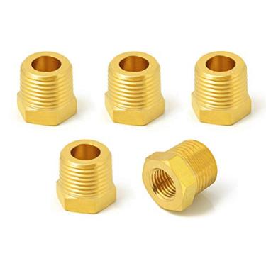 Imagem de Metaland 5 peças de bucha redutora de latão, macho de 1,27 cm para NPT fêmea de 1/8 polegada, redução de encaixe de tubulação