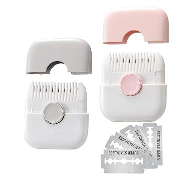 Imagem de AWINGGILA Aparador de cabelo 2 em 1, lâmina manual de pontas divididas, pente aparador de franja para meninas e mulheres, cortador de cabelo de dupla face (pacote com 2, cinza e rosa)