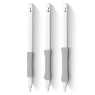 Imagem de Suporte de silicone de 3 tamanhos compatível com Apple Pencil 2ª geração, acessórios de capa protetora, suporta carregamento magnético, para iPad Pro 24.6 cm/26.7 cm/27.9 cm/32.8 cm, cinza (P, M, G)