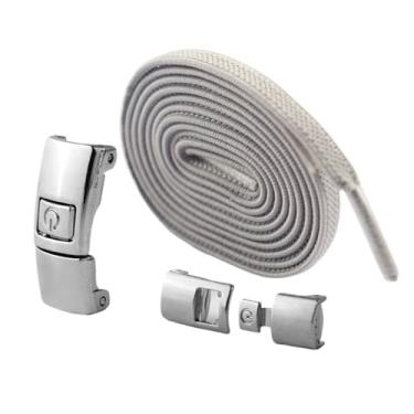 Imagem de Elastic Laces Sneakers Width Flat Shoelaces Without Ties Kids Adult Lock No Tie Shoelace Rubber Bands Shoe Accessories (Color : Light gray)