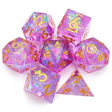 Imagem de Doldols DND Dice Set 7-Die Polyhedral RPG Dice Set with Sharp Edges and Beautiful Inclusions for Tabletop RPG Player Dungeons and Dragons D&D Dice MTG Pathfinder(Style 5)