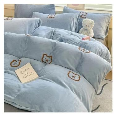 Imagem de Jogo de cama de veludo de leite de cor sólida, 3 peças, lençol de cama dupla face de veludo grosso e grande, lençóis de cama (8 casais)