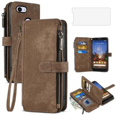 Imagem de Asuwish Capa de telefone para Google Pixel 3a XL capa carteira e protetor de tela de vidro temperado couro flip suporte para cartão de crédito acessórios de celular TPU Pixel3aXL Pixle 3aXL A3 Pixel3a