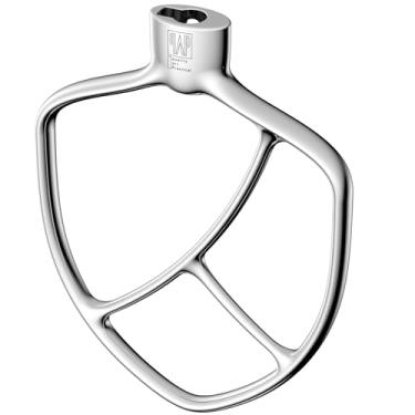 Imagem de Batedor plano de aço inoxidável - compatível com batedeira KitchenAid 4,5-5qt Bowl-Lift, serve para serviço pesado, Professiona HD, Pro 450, Pro 500, edição limitada, série ProLine, K5A, K4SS, K5SS,
