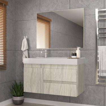 Imagem de Conjunto Gabinete para Banheiro com Espelheira Califórnia 80