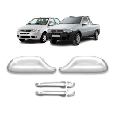Imagem de Kit Cromado Par Aplique de Maçaneta Cromado + Par Aplique de Retrovisor Cromado Palio G3 G4 2005 2006 2007 2008 2009 2010 2011 Strada 2004 2005 2006 2007 2008 2009 2010 2011