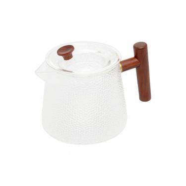 Imagem de Chaleira Em Vidro Borossilicato Martelado Com Alça Em Bambu 750ml Wolff
