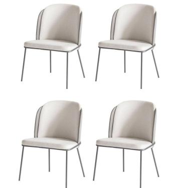 Imagem de Kit 4 Cadeiras Tay Para Sala De Jantar Ou área Gourmet-tecido Costas Linho 60-frente Linho 22
