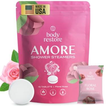 Imagem de Body Restore Chuveiros vaporizadores de aromaterapia, pacote com 15 - presentes de aniversário para mulheres, homens, itens essenciais de viagem, alívio do estresse, relaxamento, autocuidado - rosa