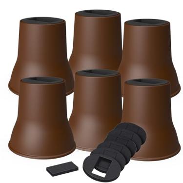 Imagem de MYMULIKE Elevadores de cama de 15 cm, pacote com 6 peças de elevação para móveis de cama resistentes, elevadores de sofá redondos de até 997 kg para sofás, sofás, suportes de TV e cadeiras