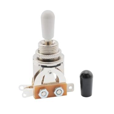 Imagem de Musiclily Métrico Interruptor Chave Seletora 3 Posições para Guitarra Estilo Les Paul, Cromado com Knob Branco