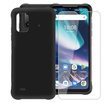 Imagem de AQGGIIXY Capa para Umidigi Bison X20 (16.6 cm) com [1 x película protetora de vidro temperado], capa protetora preta à prova de choque ultrafina de silicone macio para Umidigi Bison X20 - preta