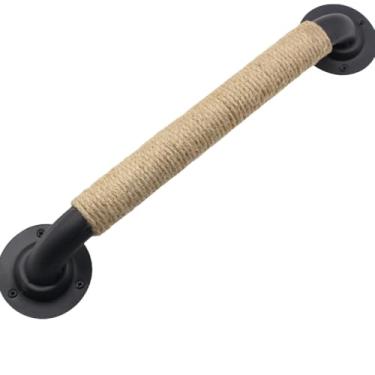 Imagem de Maçaneta para móveis, porta deslizante de celeiro, maçaneta e alça de corda de ferro forjado preto, estilo h 400mm