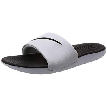 Imagem de Nike Sandália masculina Kawa Slide (GS/PS), Branco/Preto/Branco, 12 Little Kid