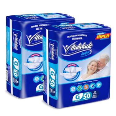 Imagem de Kit 2 Pacotes Fralda Descartável Adulto Geriátrica Vitalidade Sênior com Fita G