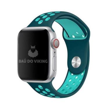 Imagem de Pulseira Furos SM Turquesa/Meia Noite Compatível Apple Watch 44mm - Ba