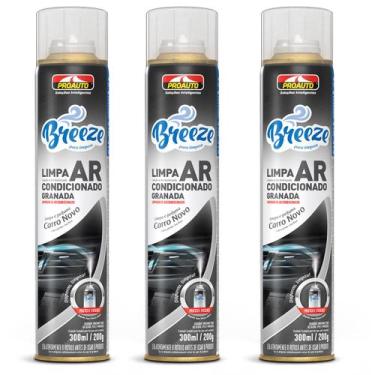 Imagem de Kit 3 Limpa Ar Condicionado Breeze Carro Novo Proauto 300ml