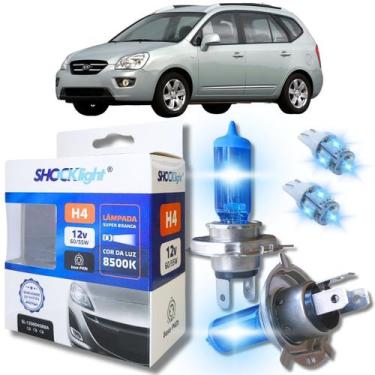Imagem de Kit par lâmpadas super branca conector h4 8500k shocklight + par leds 