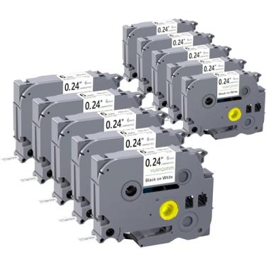 Imagem de YUANQIMM Pacote com 10 fitas de etiqueta TZe-211 6 mm compatível com Brother PTouch TZe211 TZ211 TZ-211 para etiquetadora PTD210 PTD220 PTH110 PTD610BT PTD410 PTD400 PTP710BT, 1/4 polegada x 26,2 pés