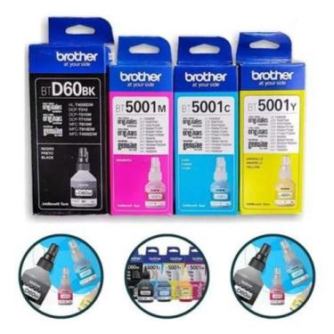 Imagem de Kit 4 Refil Brother Btd60bk Bt5001 Cmyk Original Mfc-t810w
