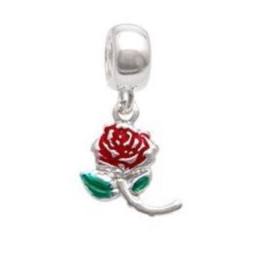 Imagem de Berloque Charms Pingente Rosa Delicado Prata Para Pulseira - Lojas La&