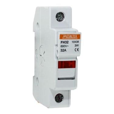 Imagem de Porta Fusível Cartucho Fh321 32A Metaltex, Branco e Laranja