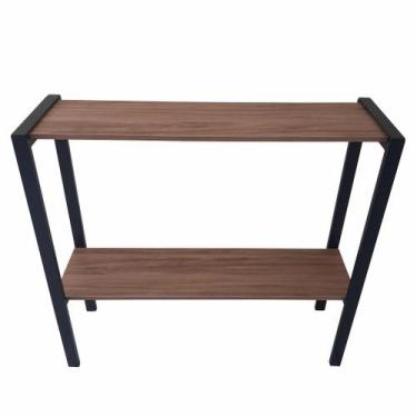 Imagem de Aparador Prateleira Dupla Industrial Mônaco Mdf Amêndoa 80Cm - Belolar