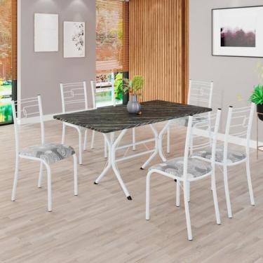 Imagem de Conjunto Sala de Jantar Mesa Retangular 140x75cm Tampo Pedra Ardósia I