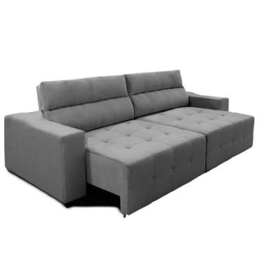 Imagem de Sofá Top Lubeck 3 Lugares 2,20 m Retrátil Reclinável Suede Cinza  Sofá