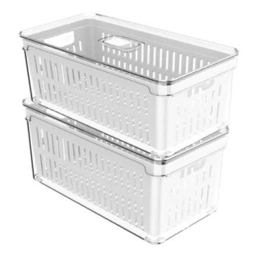Imagem de OU Organizador de Geladeira Armário Cozinha, Caixas Plásticas Acrílicas para Legumes, Frutas, Saladas, Livre de BPA (KIT - 10L)