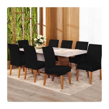 Imagem de Kit Capa Para Cadeira 8 Unidades Tecido Malha - Shop CasaNobre, PRETO