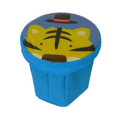 Imagem de Caixa Organizadora com Tampa Tigre Infantil 25x25cm Azul Decore  - Mul