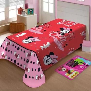 Imagem de Manta de Microfibra Fun Solteiro Infantil Minnie Mouse Jolitex, Vermel