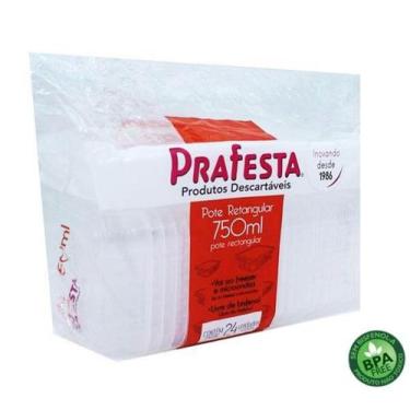 Imagem de Pote Retangular Com Tampa 750Ml Com 24 Un - Prafesta, M