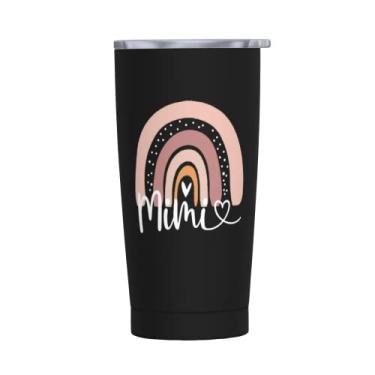 Imagem de Wisedeal Caneca de café Mimi de aço inoxidável com tampa térmica isolada a vácuo, caneca de presente de aniversário de Natal para avó mãe tia mulheres de netos, preto 590 ml