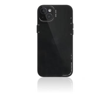 Imagem de SLG Capa para iPhone 15 Plus - Design de Letras Assinatura [EST. 2010, 11], TPU macio com aderência lateral fosca, parte traseira brilhante, 70% preto translúcido, proteção aprimorada contra choque,