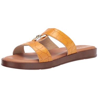 Imagem de Sandália rasteira feminina Toscana, Croco amarelo, 10 Wide