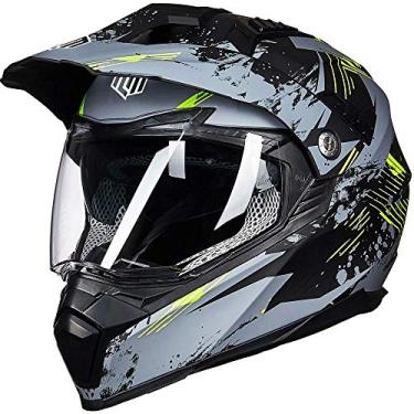 Imagem de Capacete esportivo duplo para motocicleta ILM Off Road com viseira completa para o sol e motocicleta ATV aprovado pelo DOTILM X-Large amarelo 606V