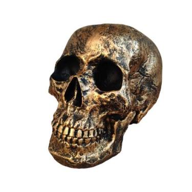 Imagem de Cranio Grande Tamanho Real de Resina cor Dourado - Decore Casa