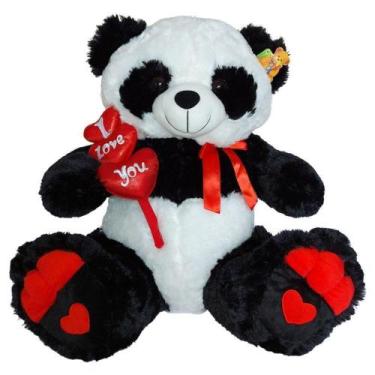 Imagem de Panda De Pelúcia Grande 55 Cm I Love You Antialérgico Presente Surpres