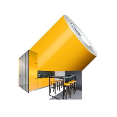 Imagem de Vinil adesivo lavavél cozinha 5Mx50cm Amarelo Ouro Adherent Contact - 