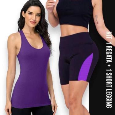 Imagem de KIT Camiseta REGATA DRY FIT Feminina + Short Leg Legging REDINHA Suple