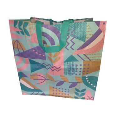 Imagem de 10 Sacolas Gigante Ráfia Ecobag Retornável 44x45x29cm B4u