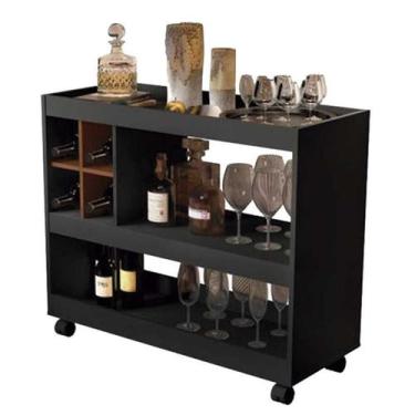 Imagem de Aparador Bar para Sala de Estar 4050 JB Preto/Caramelo - EJ MOVEIS 