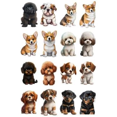 Imagem de Kit 16 Tatuagem Temporaria Tema Cachorros Mod 01 - Chinesa