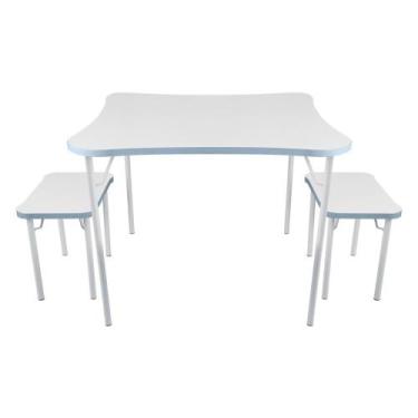 Imagem de Conjunto Mesa Infantil + 2 banquinhos Luna - Loja da Isa, Branco, Azul