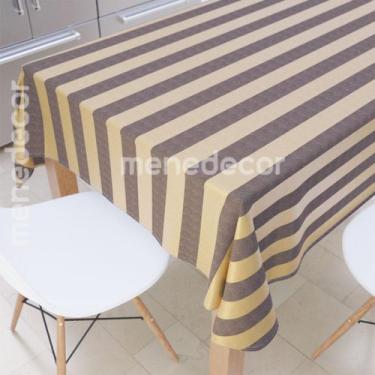 Imagem de Toalha de Mesa Quadrada Listrado Preto e Dourado 4 Lugares - Menedecor