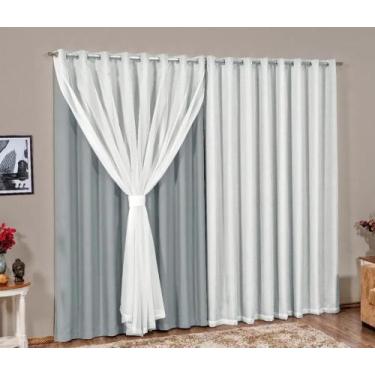 Imagem de Cortina Moscou Em Tecido Blackout Com Voil/voal 5 Metros Para Quarto e